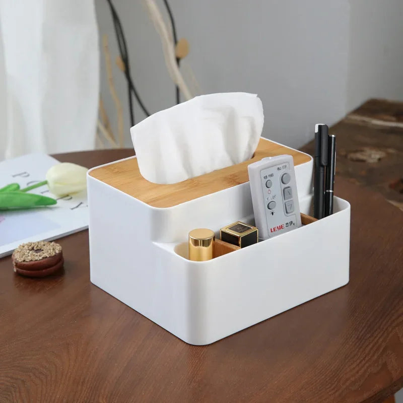 Multi-Function Desktop Organizer With Tissue Holder