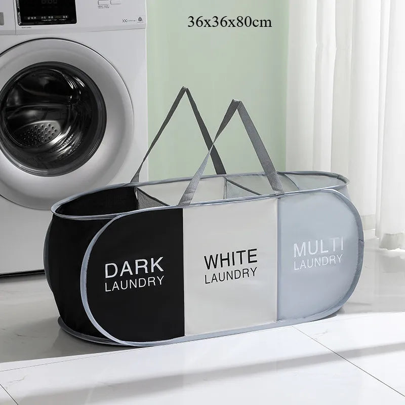 Foldable Multi-Compartment Laundry Basket