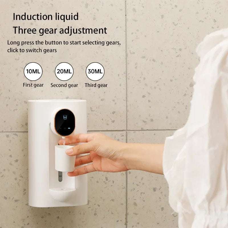 Wall-Mounted Smart Mouthwash Dispenser with 2 Magnetic Cups – USB-C Rechargeable