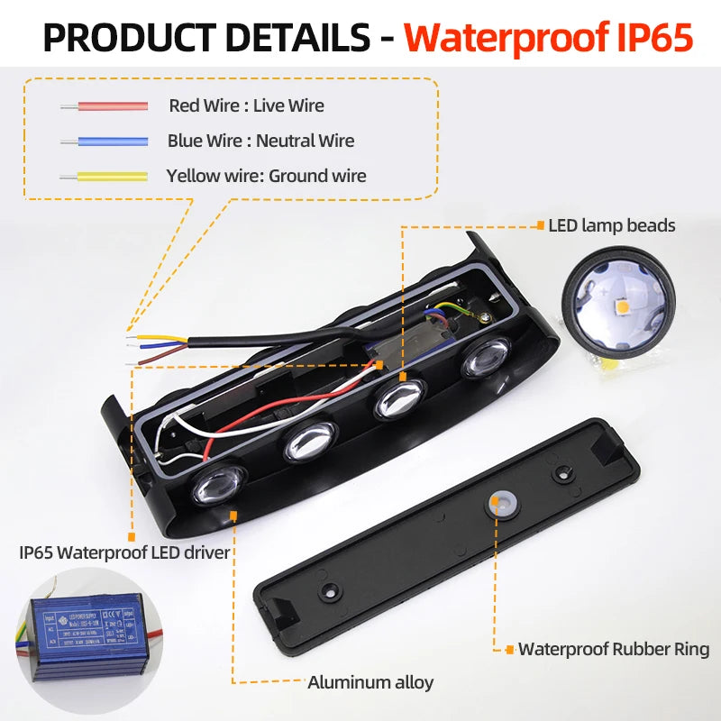 Modern LED Up & Down Wall Lamp – Waterproof Aluminum Indoor/Outdoor Lighting (IP65)