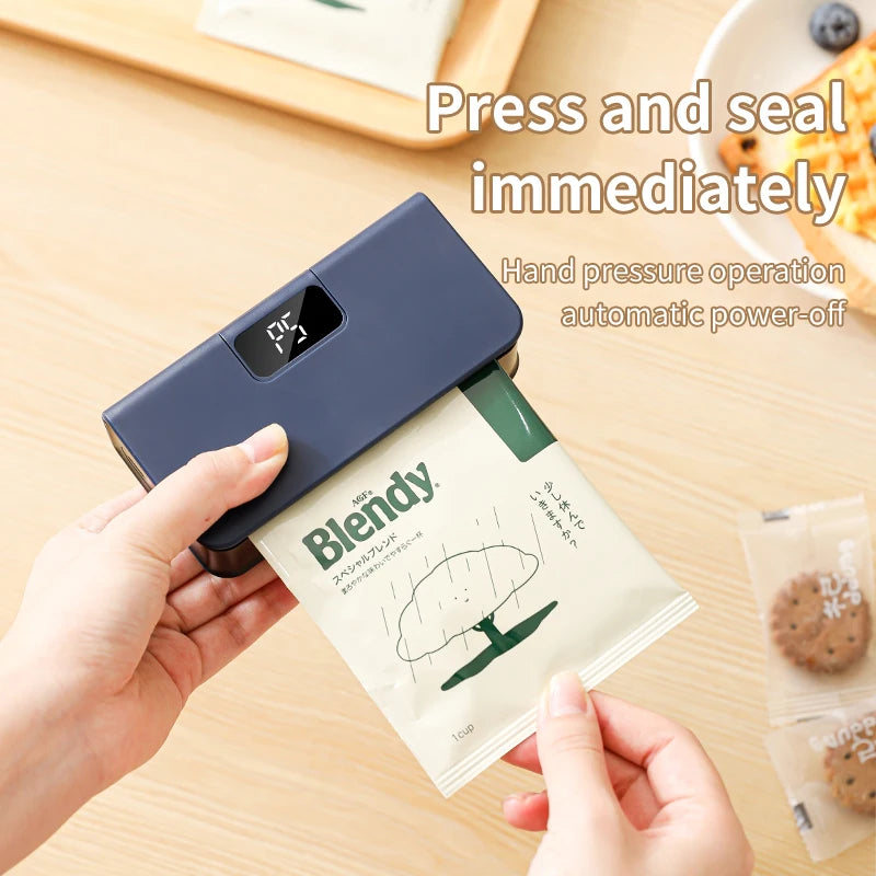 2-in-1 Mini Bag Sealer & Cutter – Rechargeable Food Storage Heat Sealer with LED Display