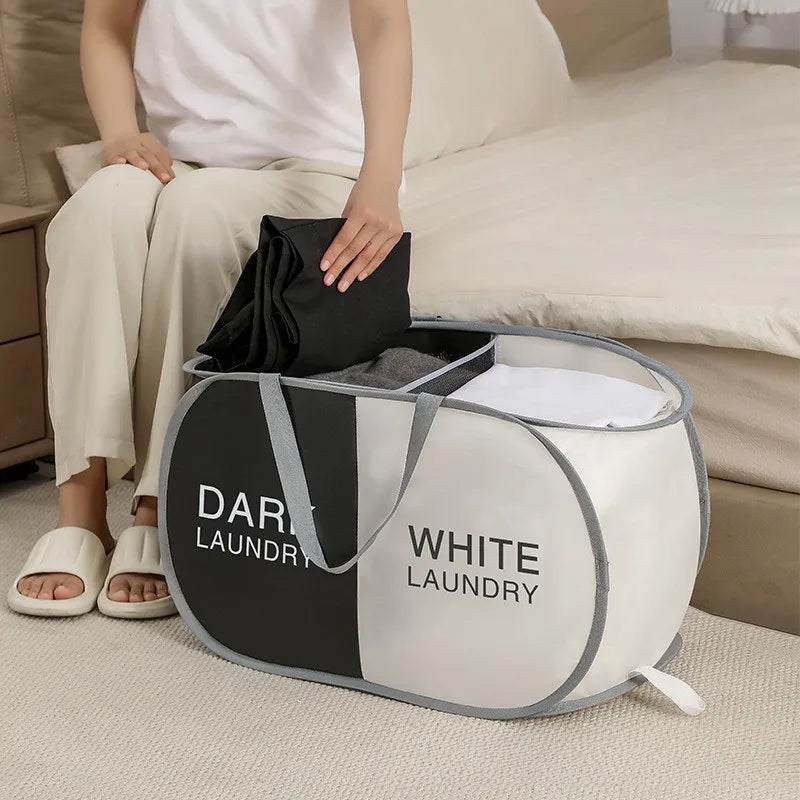 Large Foldable Laundry Basket Fabric Sorting Hampers with Handles Collapsible Clothes Organizer for Home/Bathroom/Dorm