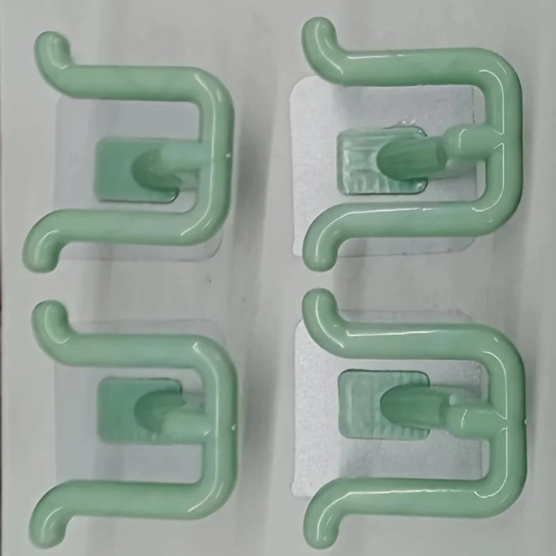 4-Piece Wall Adhesive Hooks Set – Strong No-Drill Bathroom & Kitchen Organizer Hooks