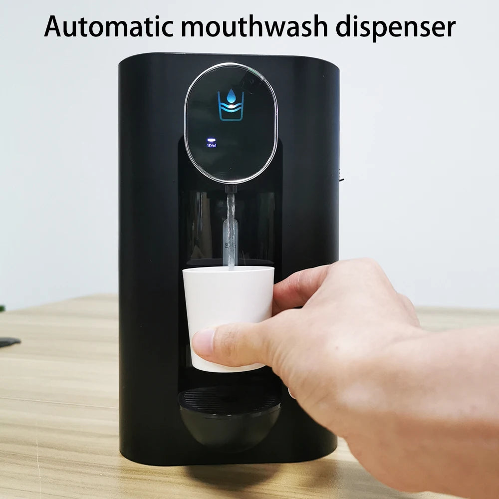 Wall-Mounted Smart Mouthwash Dispenser with 2 Magnetic Cups – USB-C Rechargeable