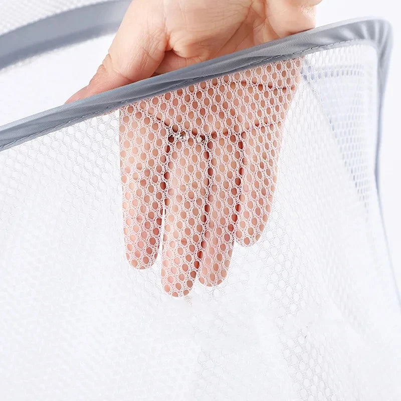 Foldable Storage Laundry Basket Organizer Dirty Clothes Mesh Bag Household Wall-mounted Bathroom Clothes Hanging Baskets Bucket