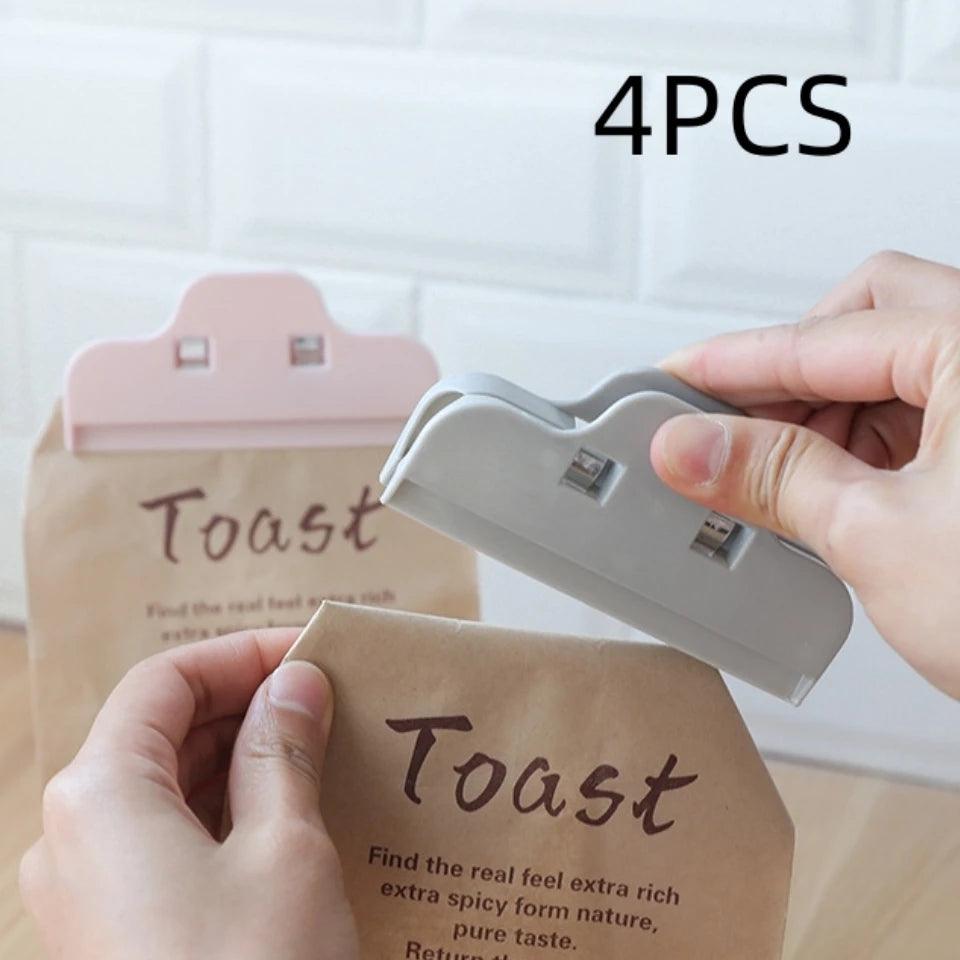 Portable Airtight Food Bag Clips Set – Kitchen Snack Sealer (4 Pcs)