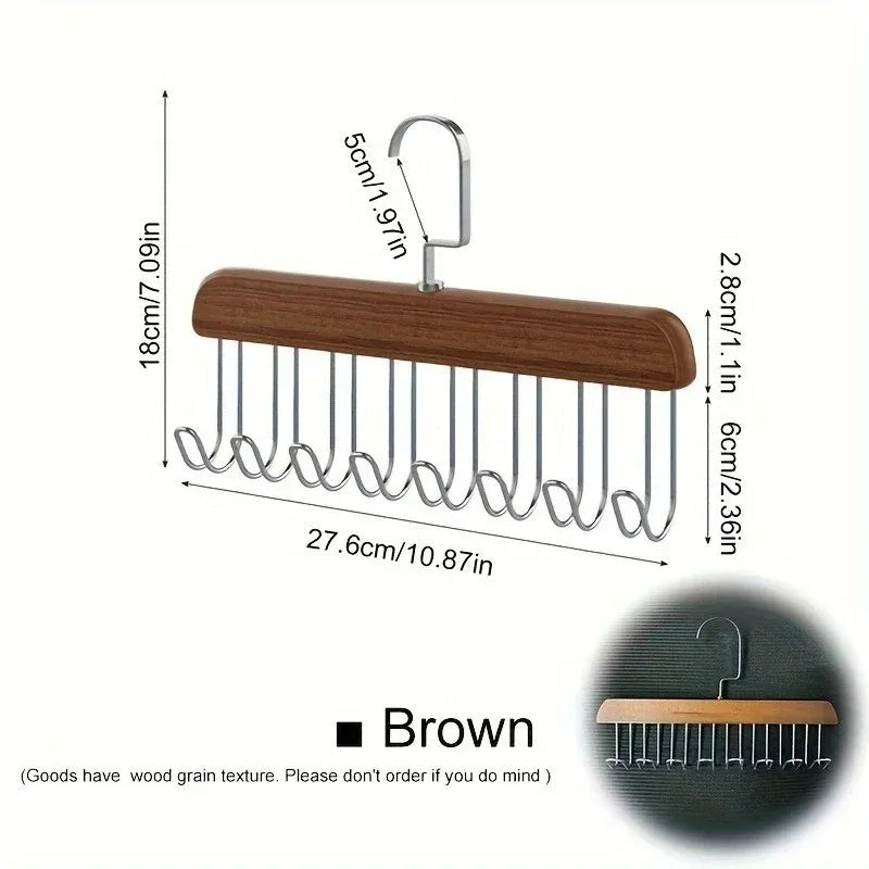 8-HOOK Wooden Hat -Accessory Organizer