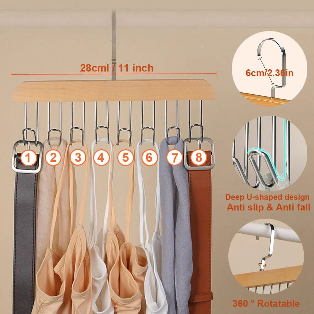 8-HOOK Wooden Hat -Accessory Organizer