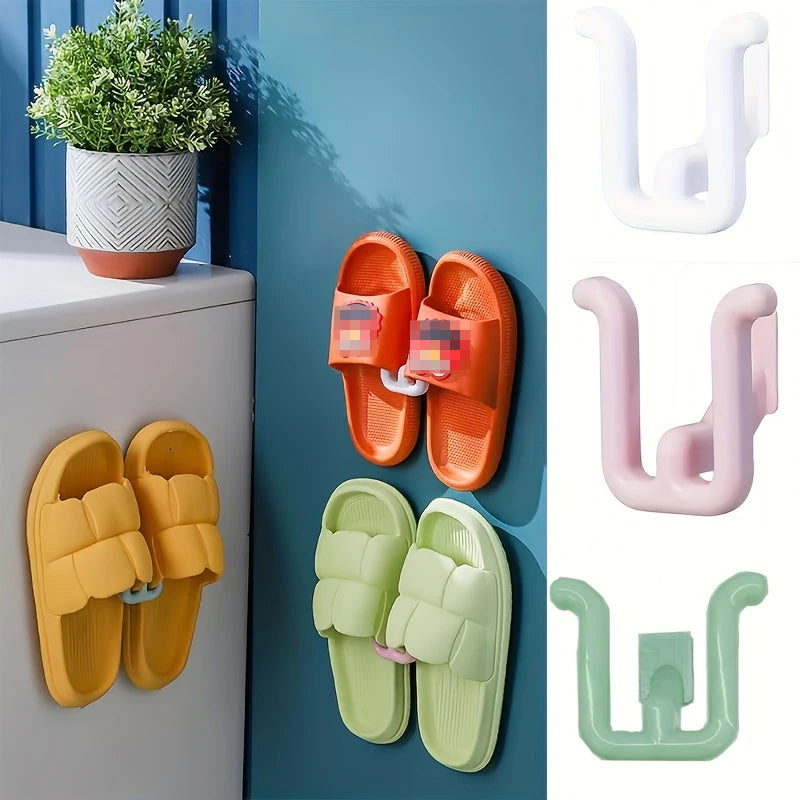 4-Piece Wall Adhesive Hooks Set – Strong No-Drill Bathroom & Kitchen Organizer Hooks