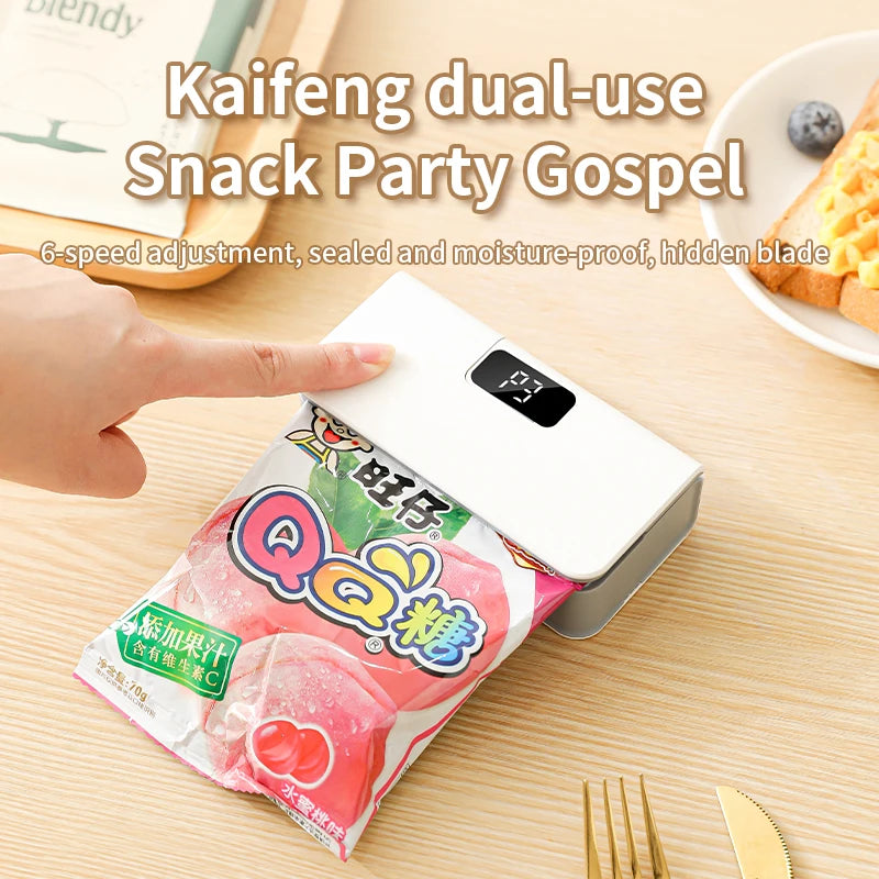 2-in-1 Mini Bag Sealer & Cutter – Rechargeable Food Storage Heat Sealer with LED Display