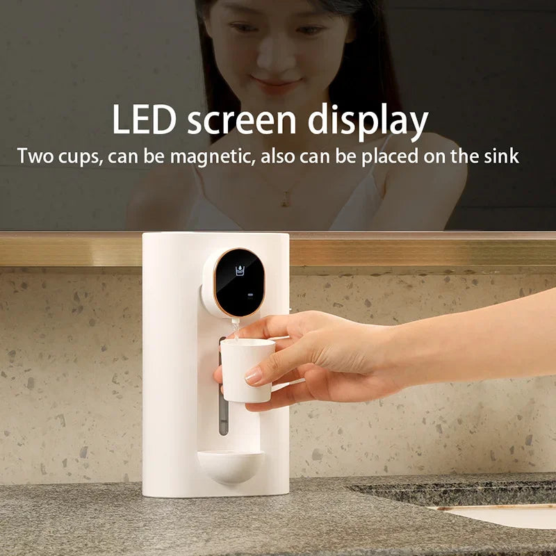 Wall-Mounted Smart Mouthwash Dispenser with 2 Magnetic Cups – USB-C Rechargeable